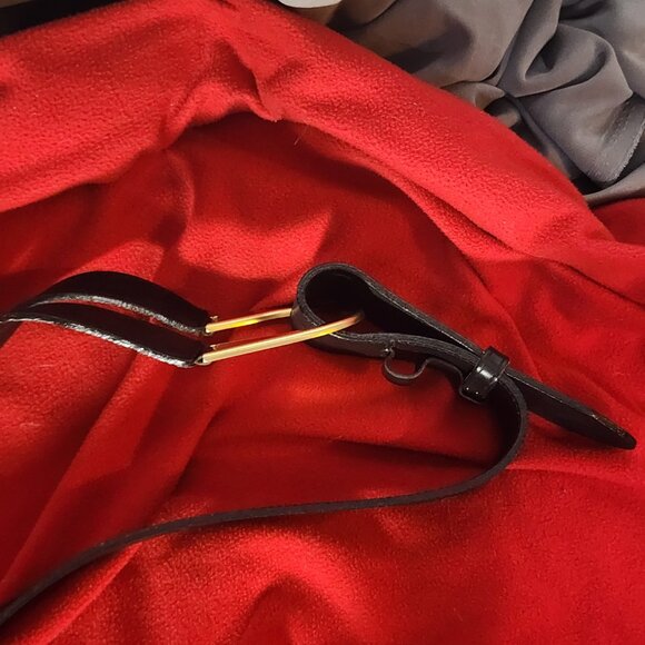Avignon Black Genuine Leather Equestrian Gold Metal Stirrup Buckle Belt Size 3XL main image 15